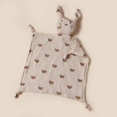 doudou lapin- carré-variant arc-en-ciel