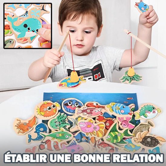 Jouet en Bois - Pêche de Poissons : Un Jeu Montessori Captivant pour les Enfants de 2 Ans - Monchoubilou