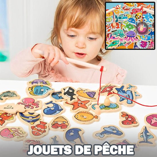 Jouet en Bois - Pêche de Poissons : Un Jeu Montessori Captivant pour les Enfants de 2 Ans - Monchoubilou