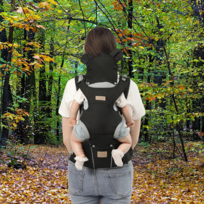porte bébé avec double verrouillage - fenêtre d'aération et capuche